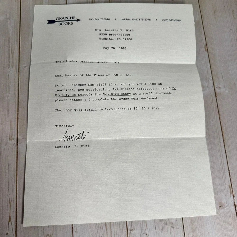 So Proudly He Served Signed Annette Bird Tim Prouty 1993 1st Print